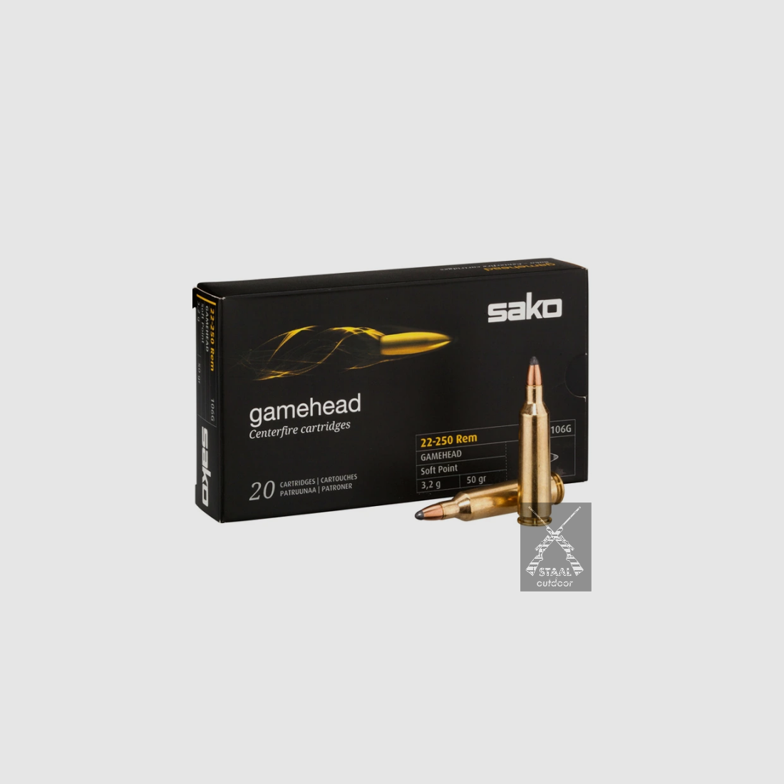 SAKO 22-250 REM Gamehead 50 grain SP
