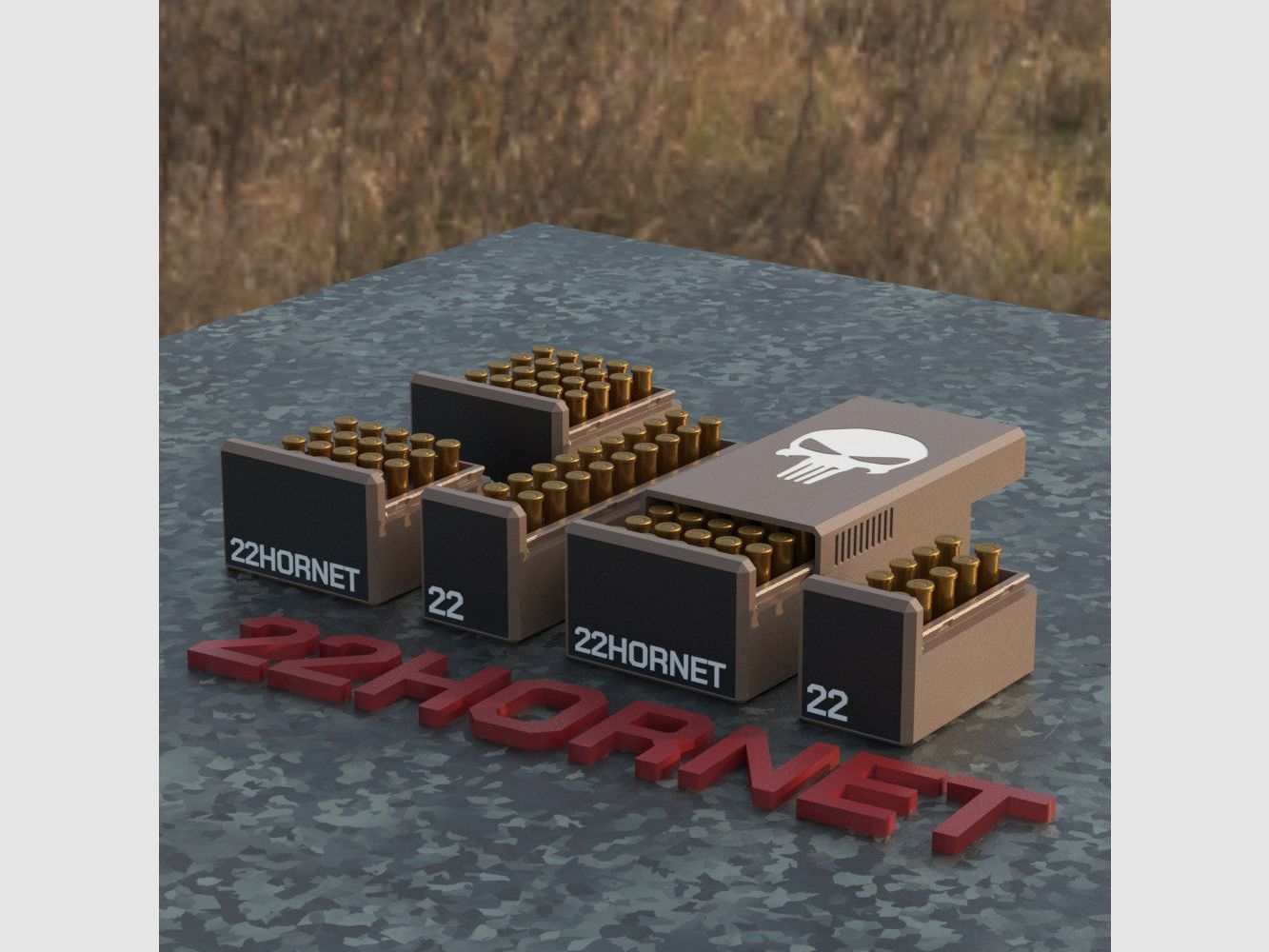 Filamelt caja de municiones / Caja de municiones .22 Hornet - caja de cartuchos para 50 disparos, fabricada en Alemania