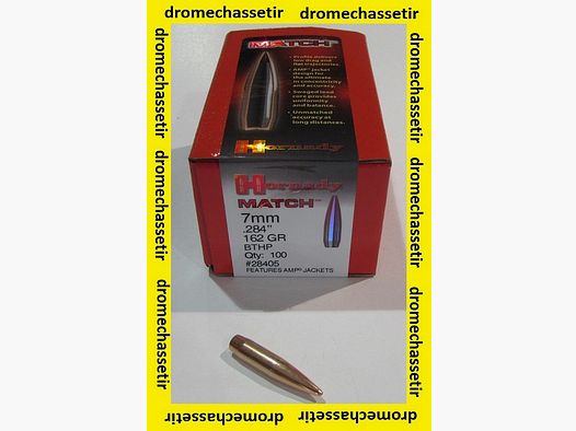 boite de 100 ogives Hornady, cal 7mm (0.284), BTHP 162 Grains, ref 28405