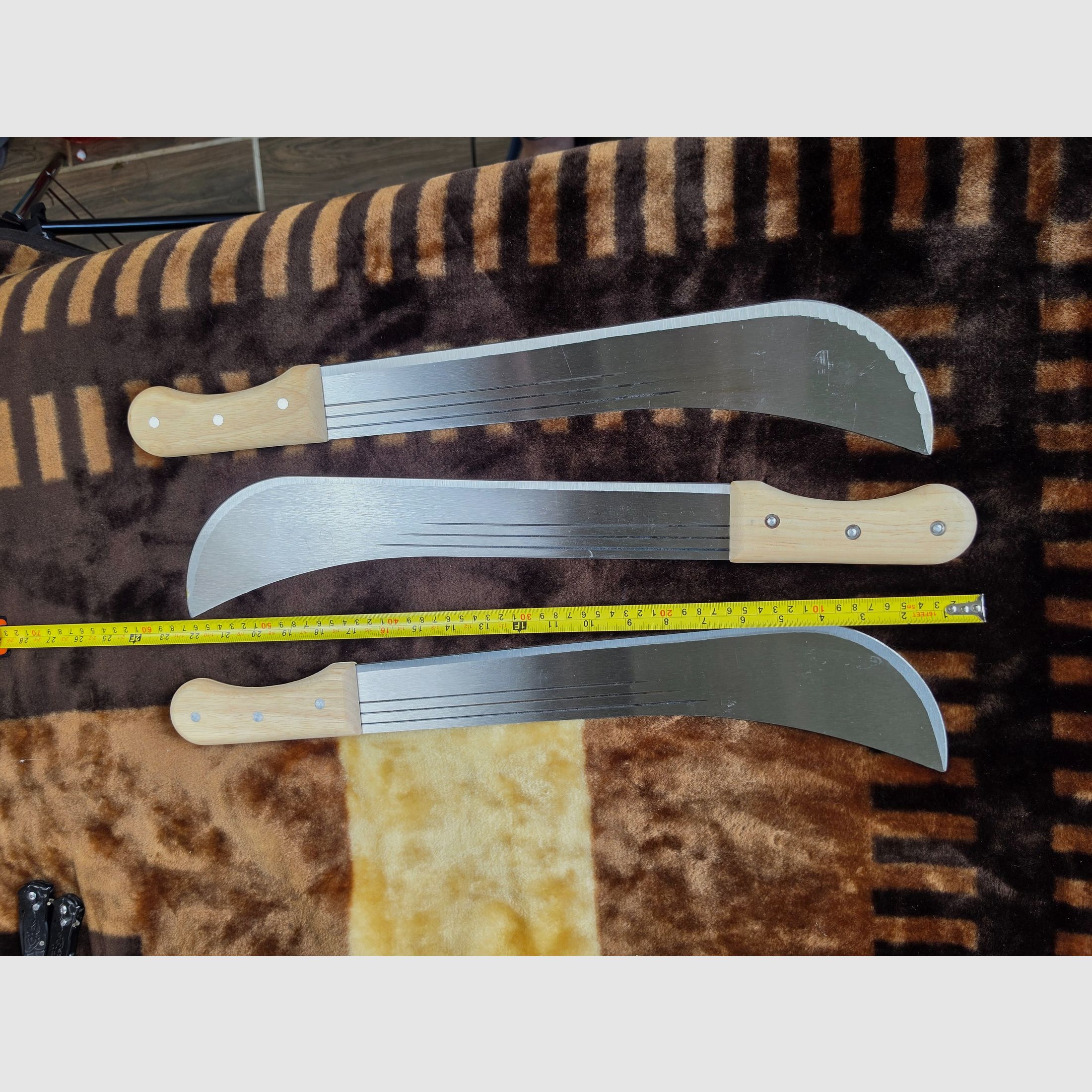 Machete grande / cuchillo de monte con empuñadura de madera clara (longitud total aprox. 50 cm), imagen 7 de 7