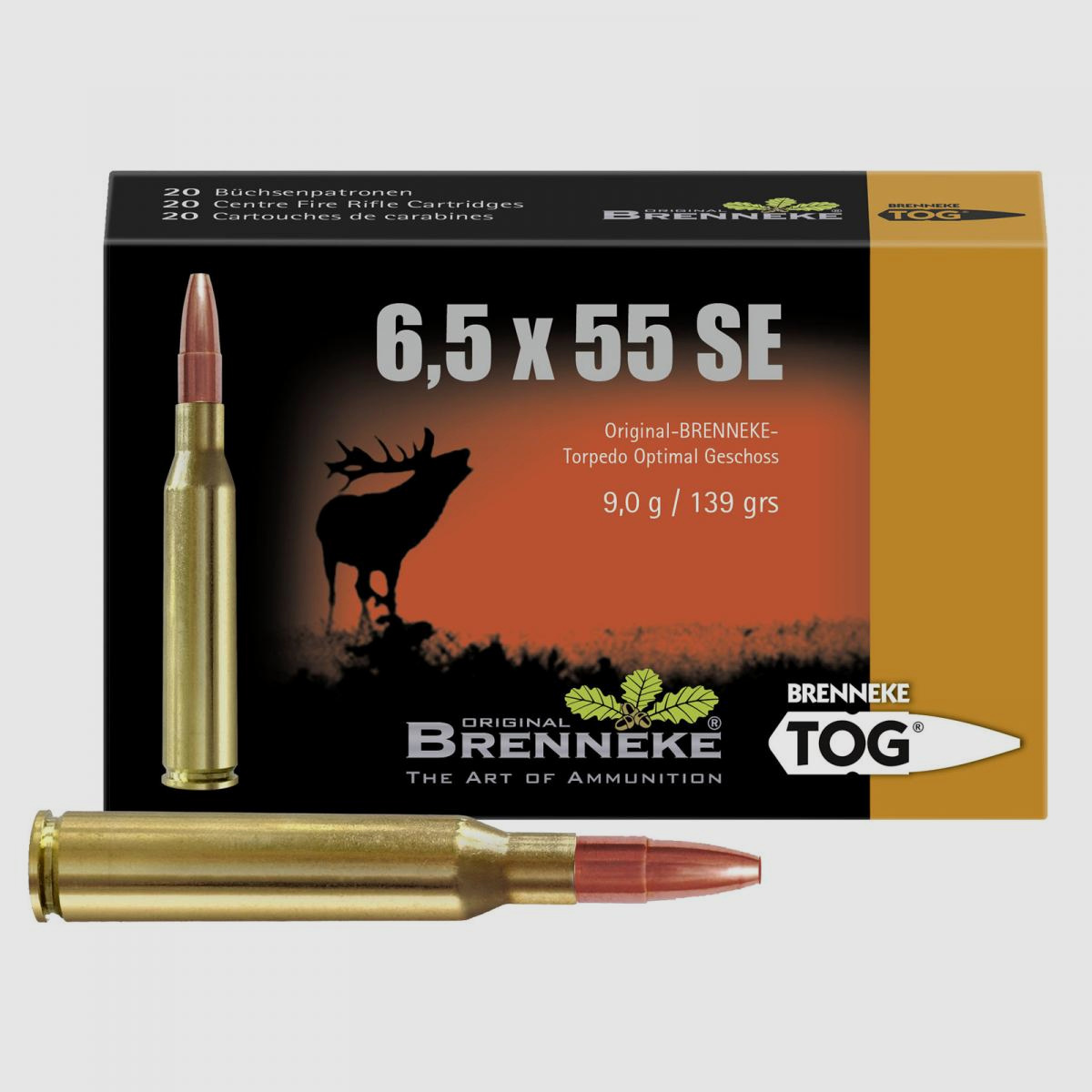 Brenneke 6.5x55 SE 139GR TOG 20 cartridges
