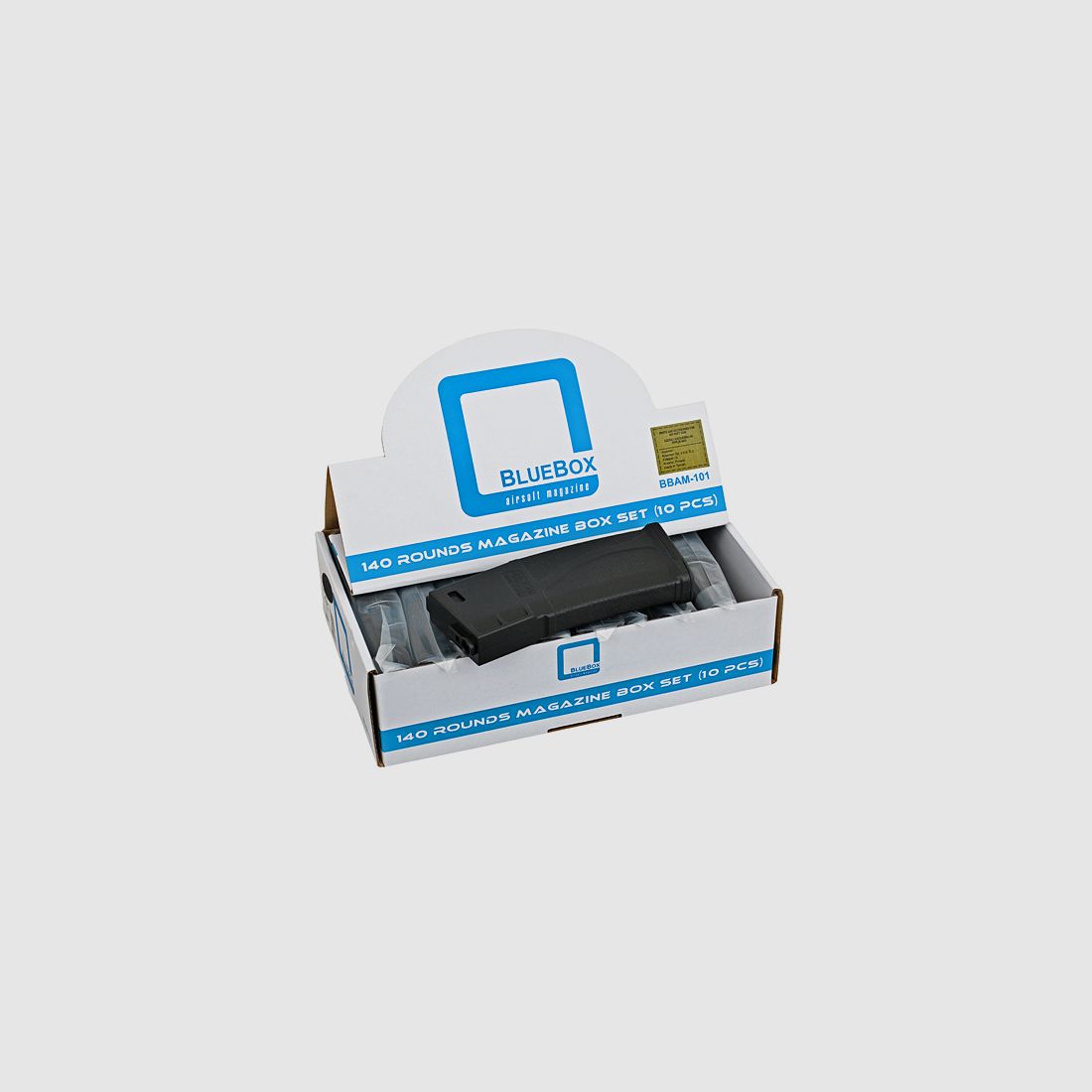 [10er Box] 140rds Guarder Bluebox Midcap-Magazine für 416/SCAR16/AR15, Schwarz