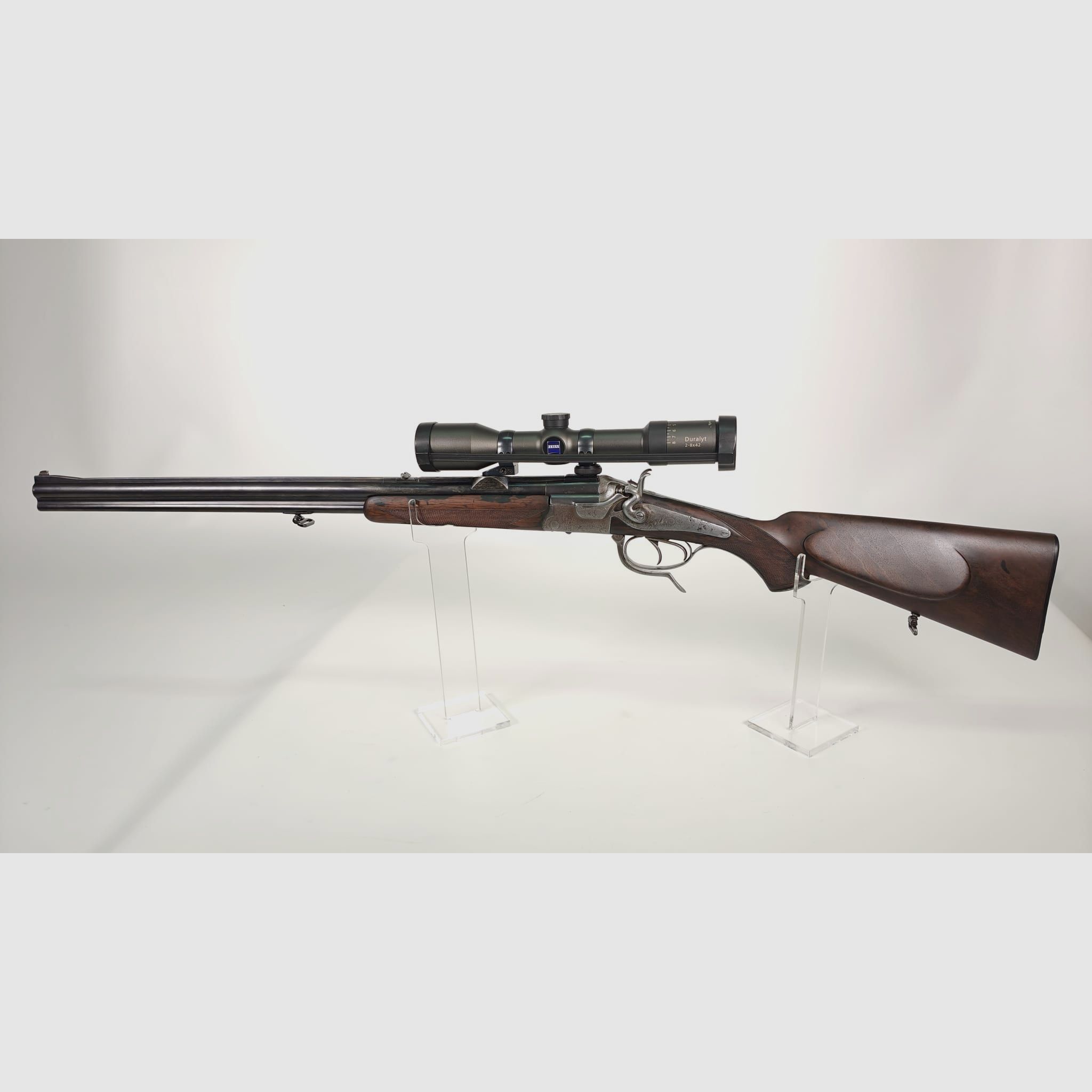 Suhler Jagdhütte Hahn-Bockbüchsflinte 5,6x52 R / 16/70 avec Zeiss Duralyt 2–8x42, image 1 sur 8