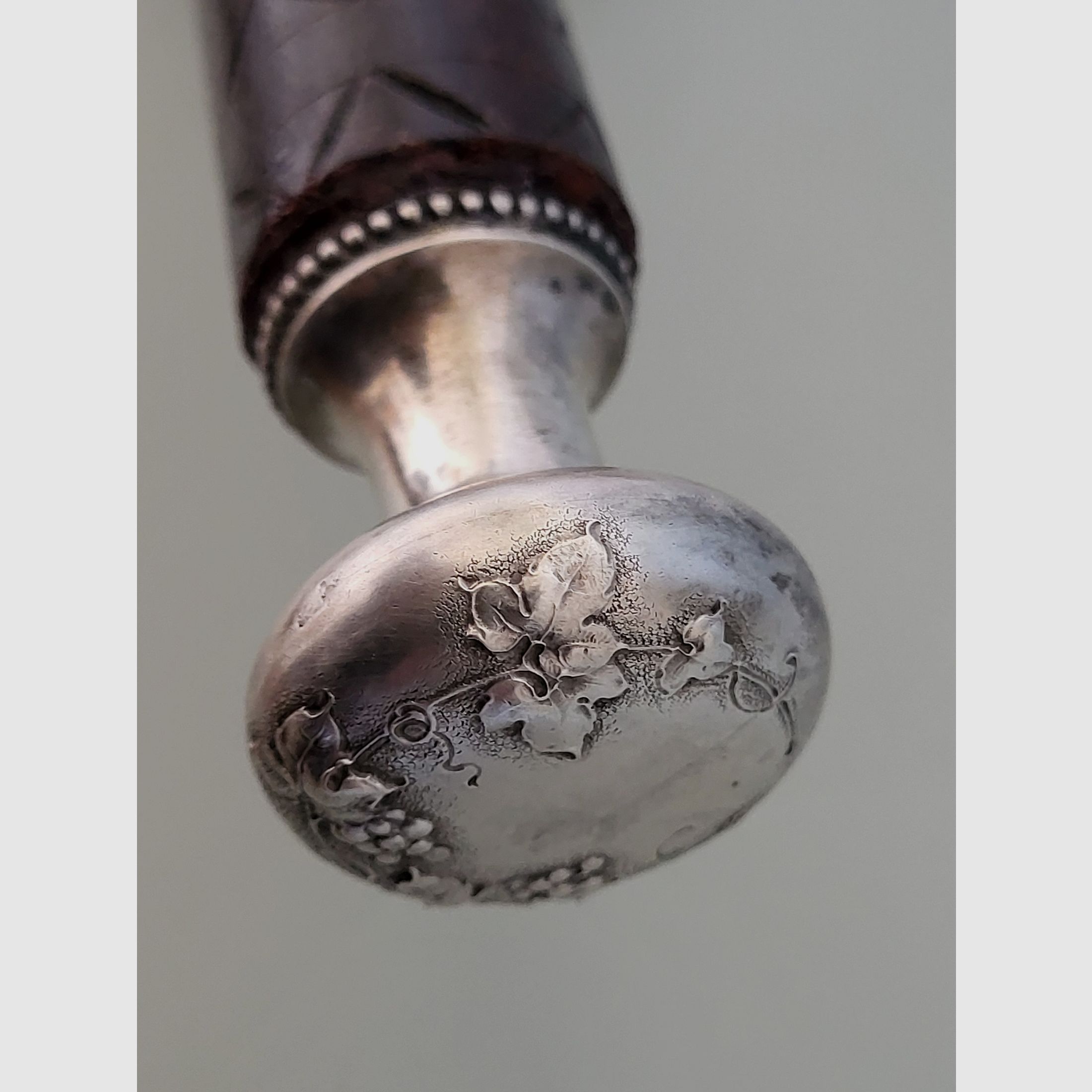 Canne de promenade Art nouveau - argent 800 - avec contenu - ambre - "Bruckmann & Sehne