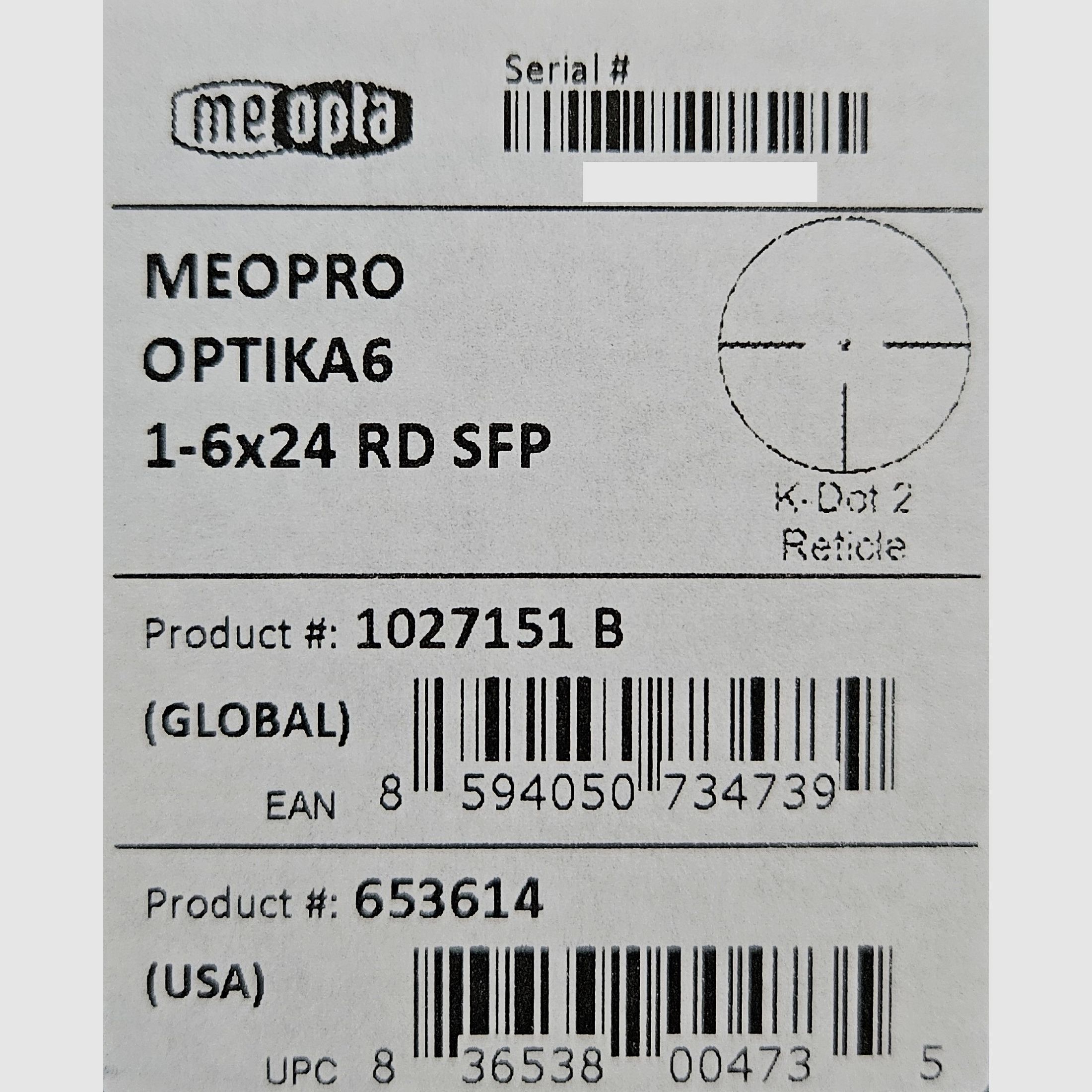 Doelrifle Meopta MeoPro OPTIKA6 1-6x24 RD SFP kruis met verlicht punt - Nieuwe goederen van de vakhandel -