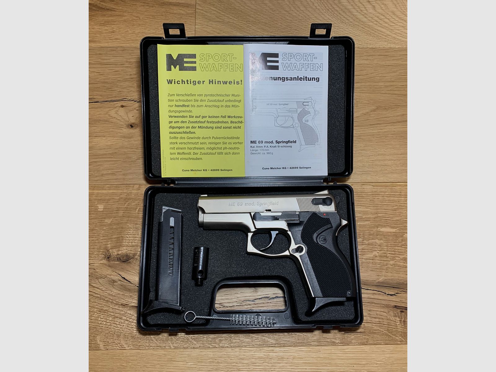 ME 69 Springfield (Mini Para) Pistolet de signalisation, finition mate, 9mm P.A.K., (réplique de S&W Mini Gun)