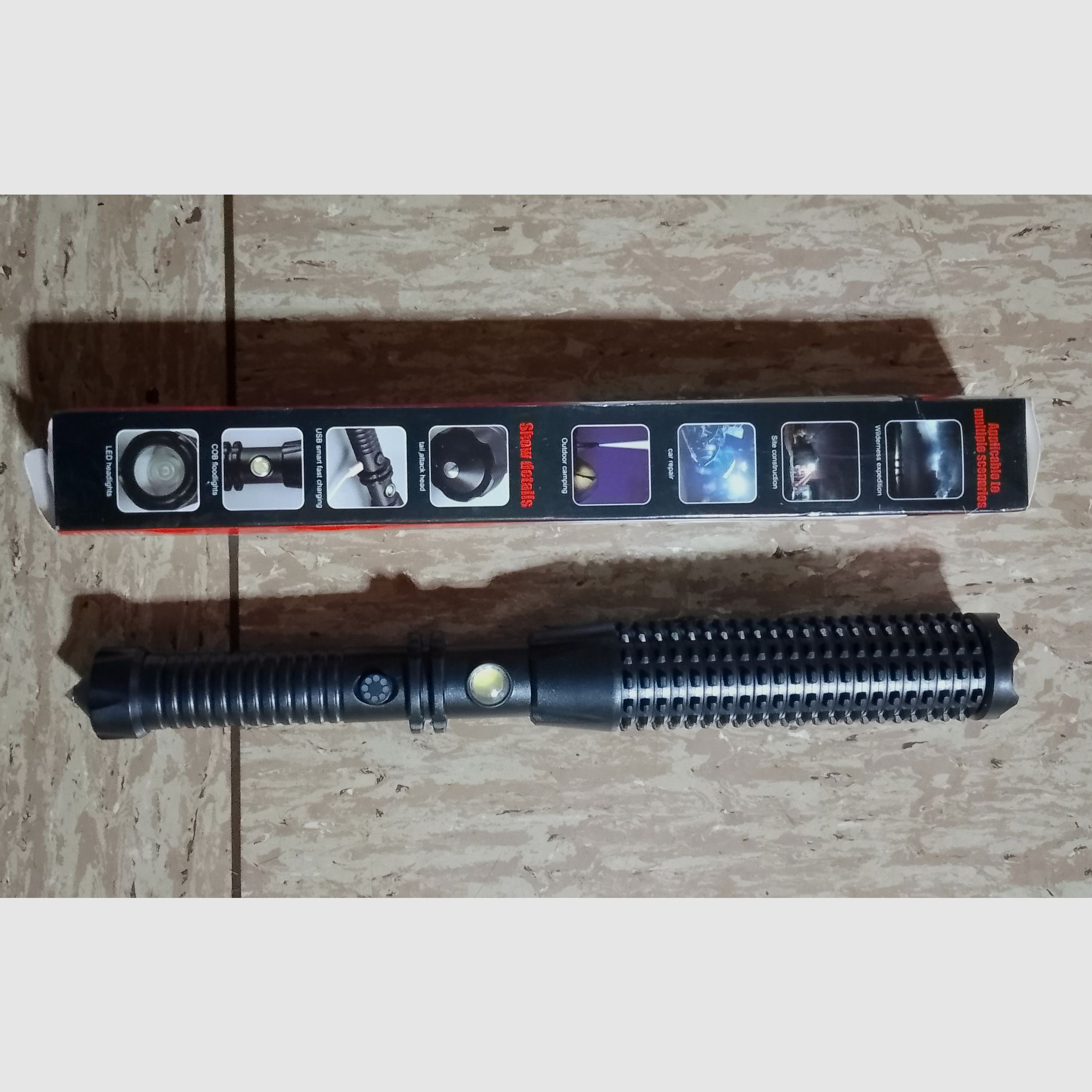 Taktische Taschenlampe wasserdicht Taschenlampe Fensterhammer Strobofunktion aufladbar USB Schnellladung