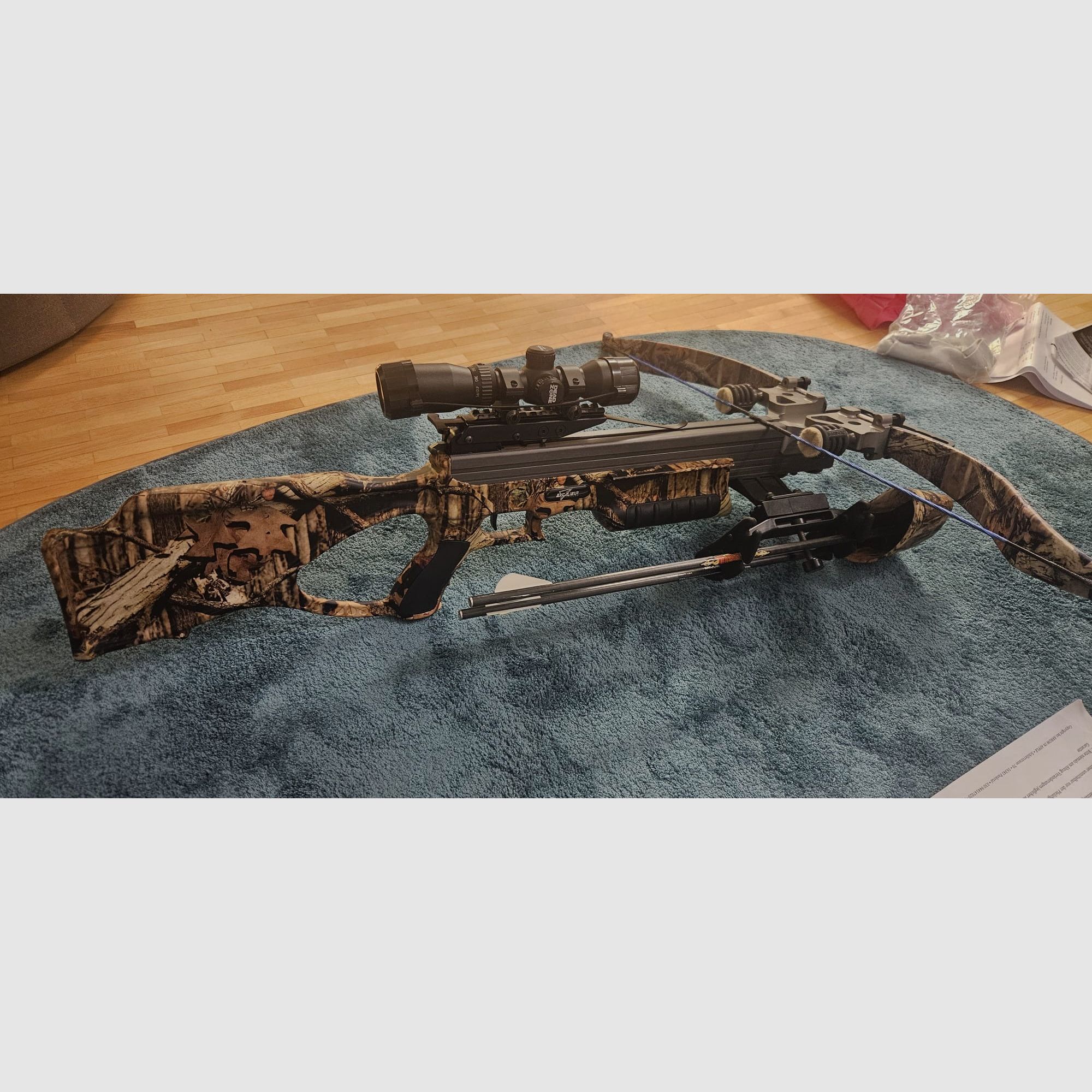 Excalibur Matrix 330 Armbrust + viel Zubehör (Ersatzwurfarme, Tasche, ZF) – sehr guter Zustand