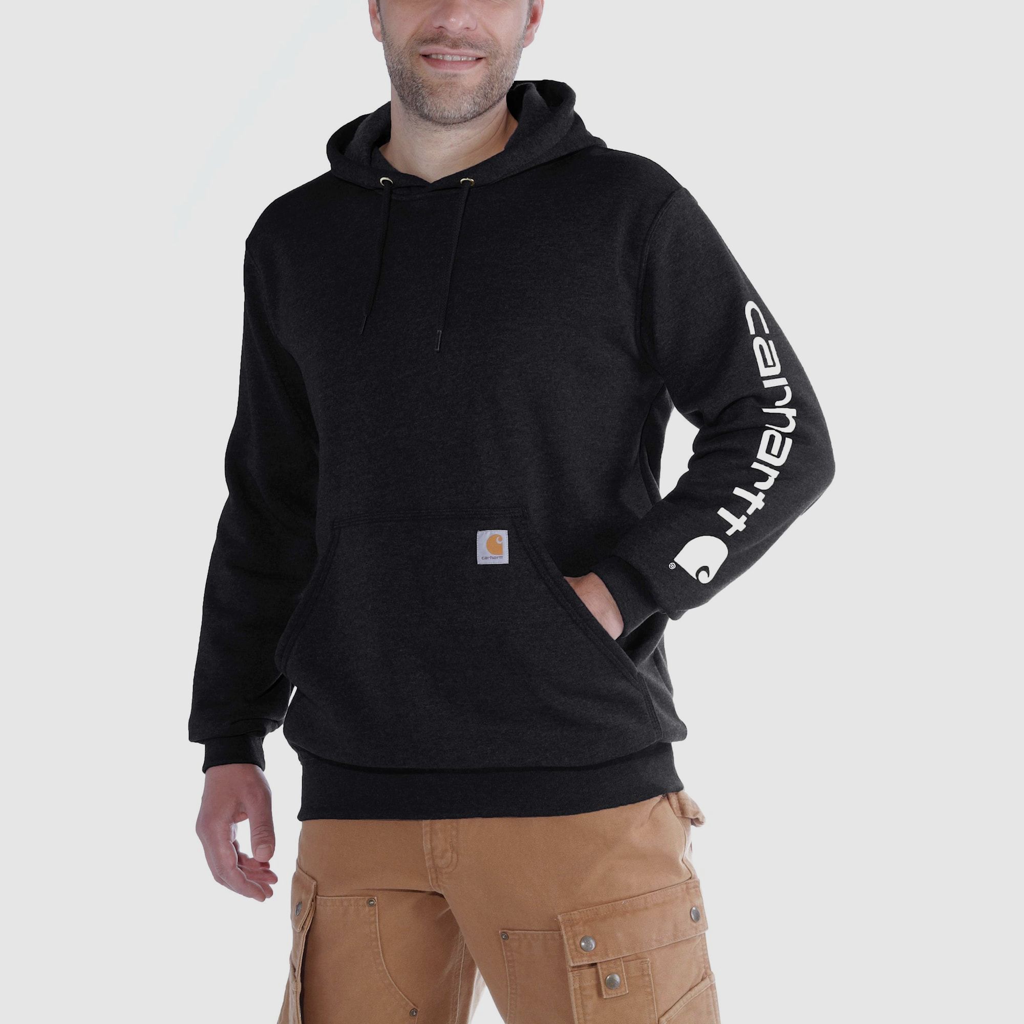 Carhartt Hoodie z logo na rękawie Mężczyźni Czarny S