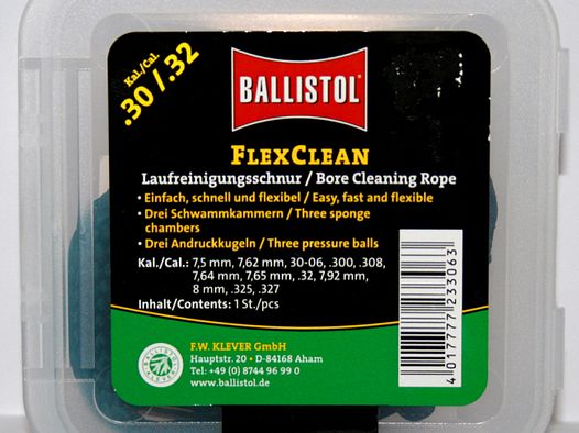 BALLISTOL Laufreinigungsschnur "FLEX CLEAN" > perfekt Kalibergenau für Büchse .30 .32 7,62mm 8mm 308