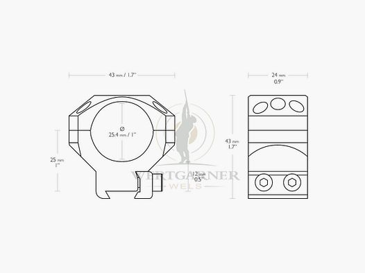 Hawke Montages de Anneaux Tactiques 9-11mm 1" medium
