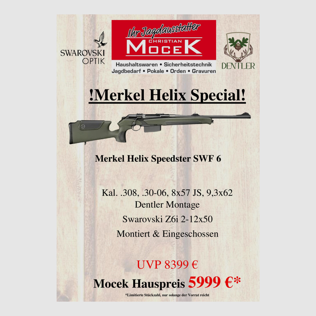 Merkel	 RX Helix Speedster SWF, mit Swarovski Z6i 2-12x50