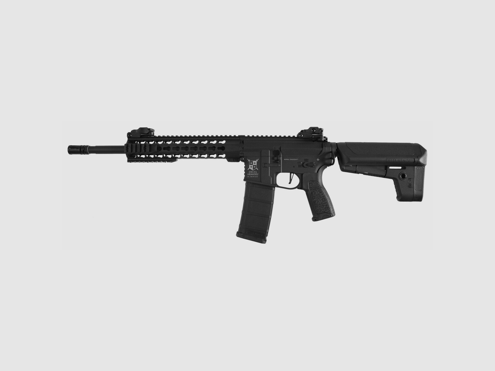 AR15 KeyMod 10 Zoll CHARLIE Schwarz S-AEG Softair Gewehr Frei ab 18 Jahren | Delta Armory