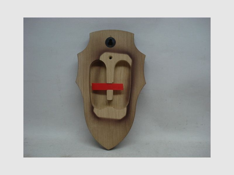 Panneau à cornes en chêne 22x13 cm - foncé avec compartiment en pin