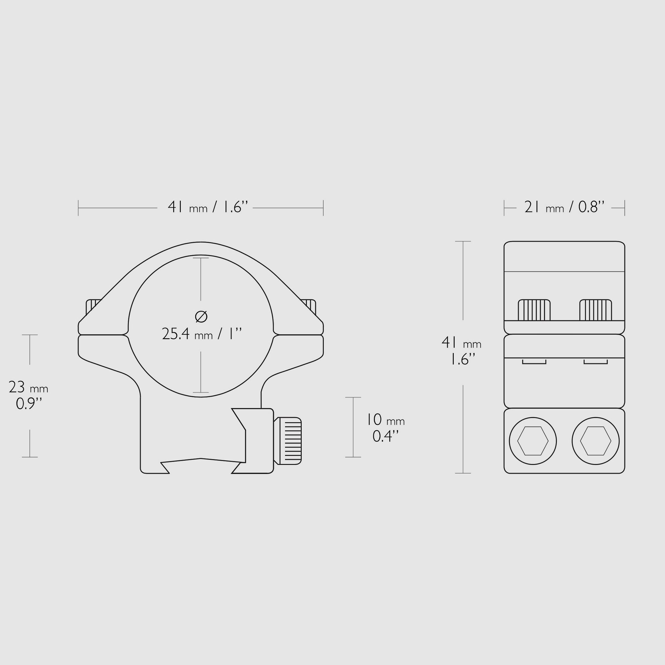HAWKE 22100 25,4mm Ringmontage Montage für 9-11mm Schiene Zielfernrohr-Halterung NIEDRIG