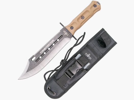 Survivalmesser mit Stonewashed Stahlklinge