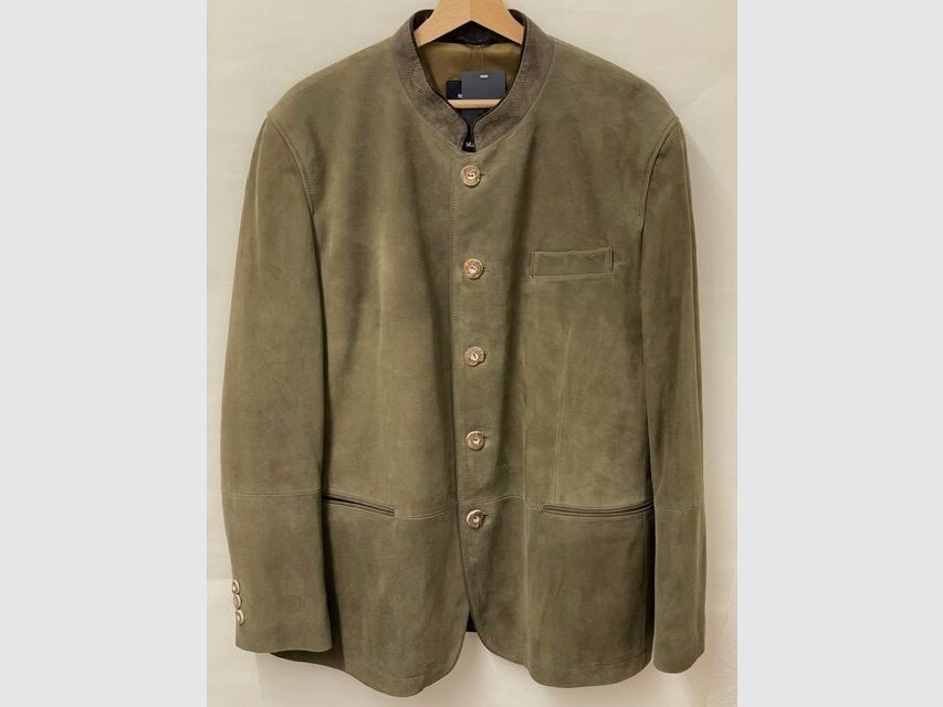 Veste en cuir Maximilian Ladis en olive, image 1 sur 2