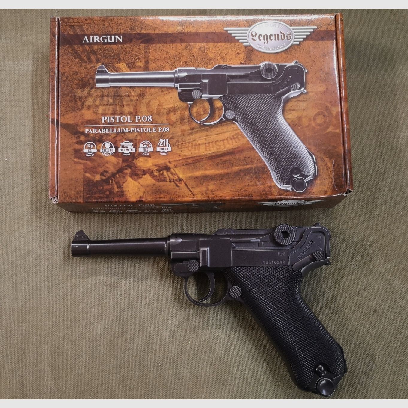 Luger 08 Pistola de Aire Leyendas Todo Metal