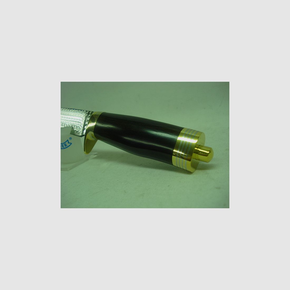 Damast 67-warstwowy, sztywny - uchwyt z hebanu z skórzanym etui