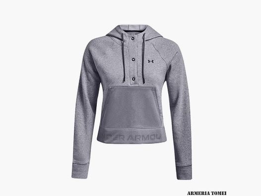 UNDER ARMOUR – DAMEN – HOODIE RIVAL FLEECE MESH HO Steel Medium Heather / Black – 035