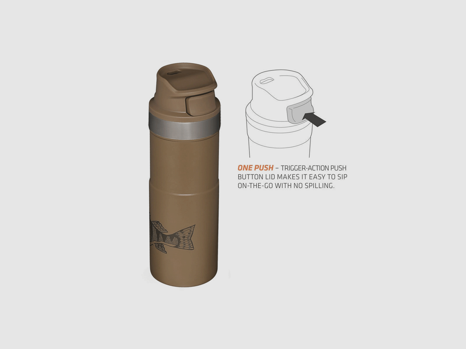 STANLEY – CLASSIC TRIGGER-ACTION TRAVEL MUG 16oz /470ml Peter Perch Tan, image 4 of 4