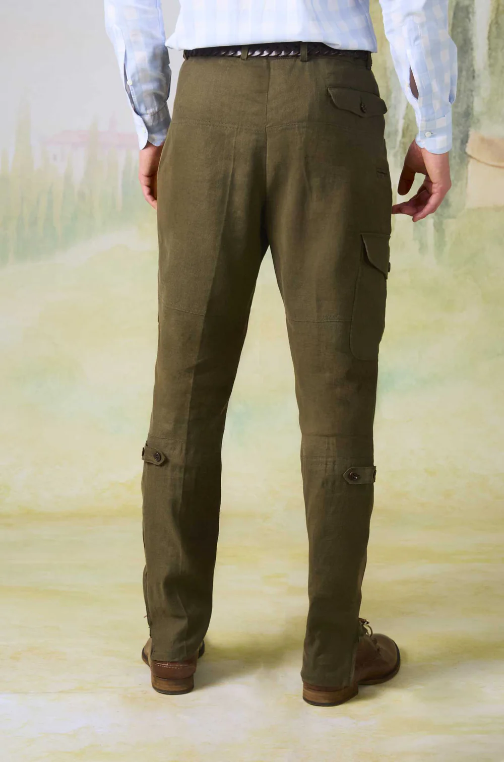 Habsburg Linen Pants in Panama Fluid Stretch Walter in Green, image 6 of 6