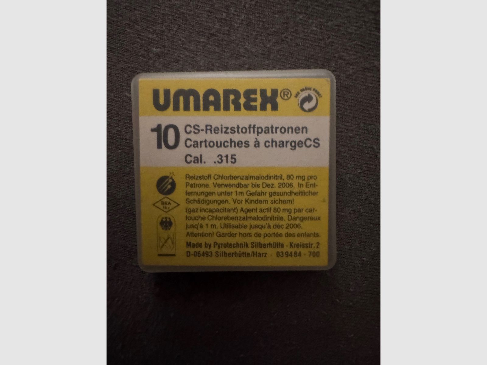 Super rare .315 CS gas cartridges are no longer being produced.