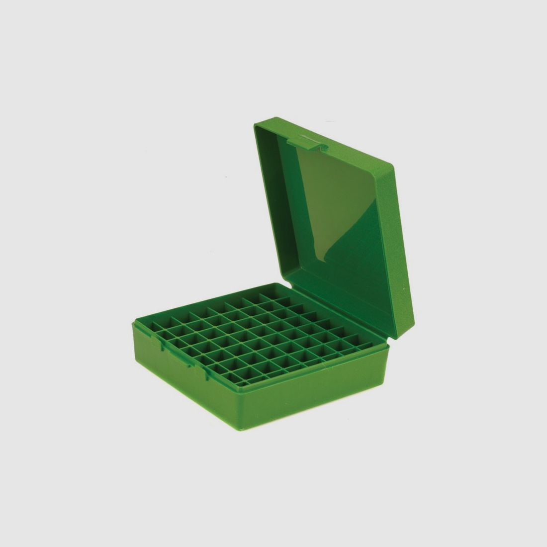 MTM scatola per cartucce P64-50-10 verde con coperchio a ribalta per 64 cartucce .50 AE e altre.