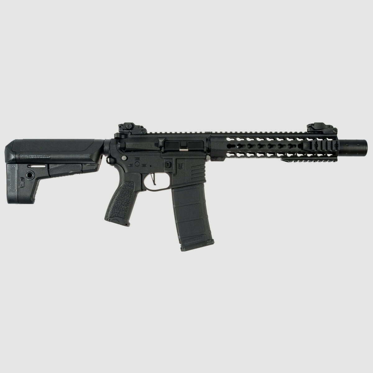 AR15 KeyMod 10 inch PREDATOR CHARLIE Black S-AEG Airsoft Rifle Free from 18 years | Delta Armory