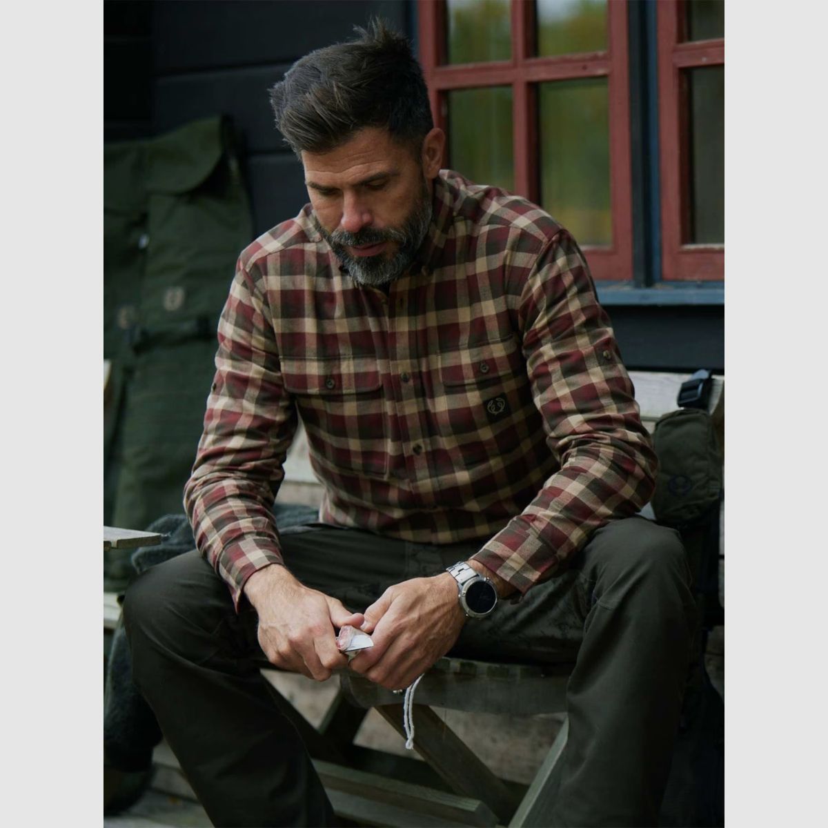 CHEVALIER Heron Flannel Shirt Men Holly Green Check