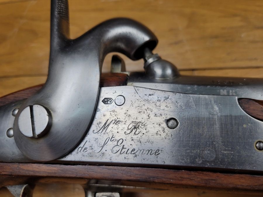 Schöner Voltigeur-Gewehr 1822 Tbis – Königliche Manufaktur Saint-Etienne 1830 – Umgebaut T in Tulle dann Bis in Tulle ebenfalls – Perfekt homogen – Bajonett – Hervorragender Zustand!, Bild 5 von 32