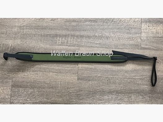 Geweerriemen neopreen met rubberen onderlaag groen "Waffen bruin" 110 cm