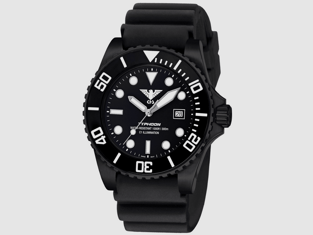 KHS Typhoon Black Steel Tactical Watch