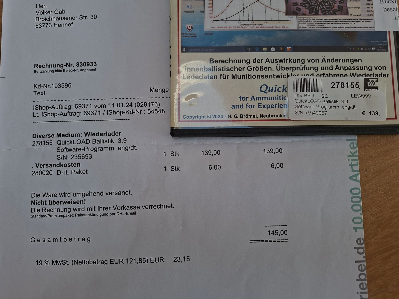 Quickload- Quicktarget 3.9 Ballistiksoftware