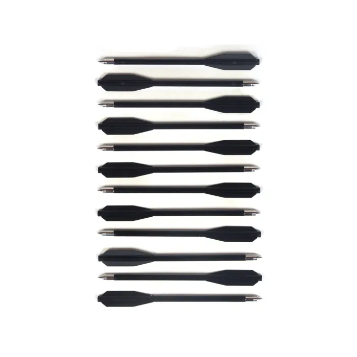 Paquete de 12 flechas de plástico para ballestas de 50 lbs, color: negro