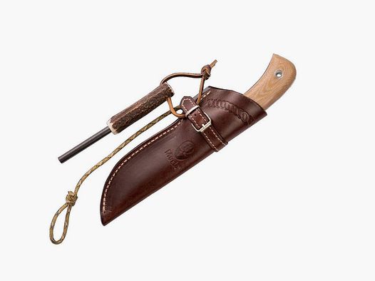 Muela Aborigen Outdoor- Jagd-Messer mit Feuerstarter Horn