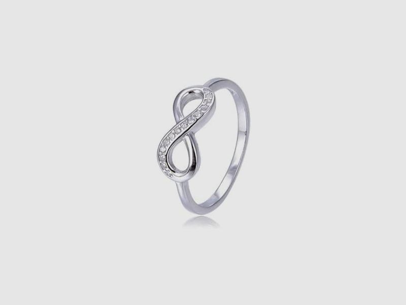 Joyeria Julio Ring Silber Rhodium Unendlich mit Zirkonia, Größe Nr. 19