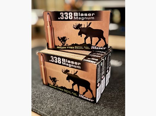 100Stk Büchsenpatronen .338Blaser Magnum TTSX 210gr/13,6g 