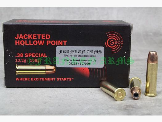 Geco .38 Special JHP 158gr. 10.2g 50 pieces quantity discounts