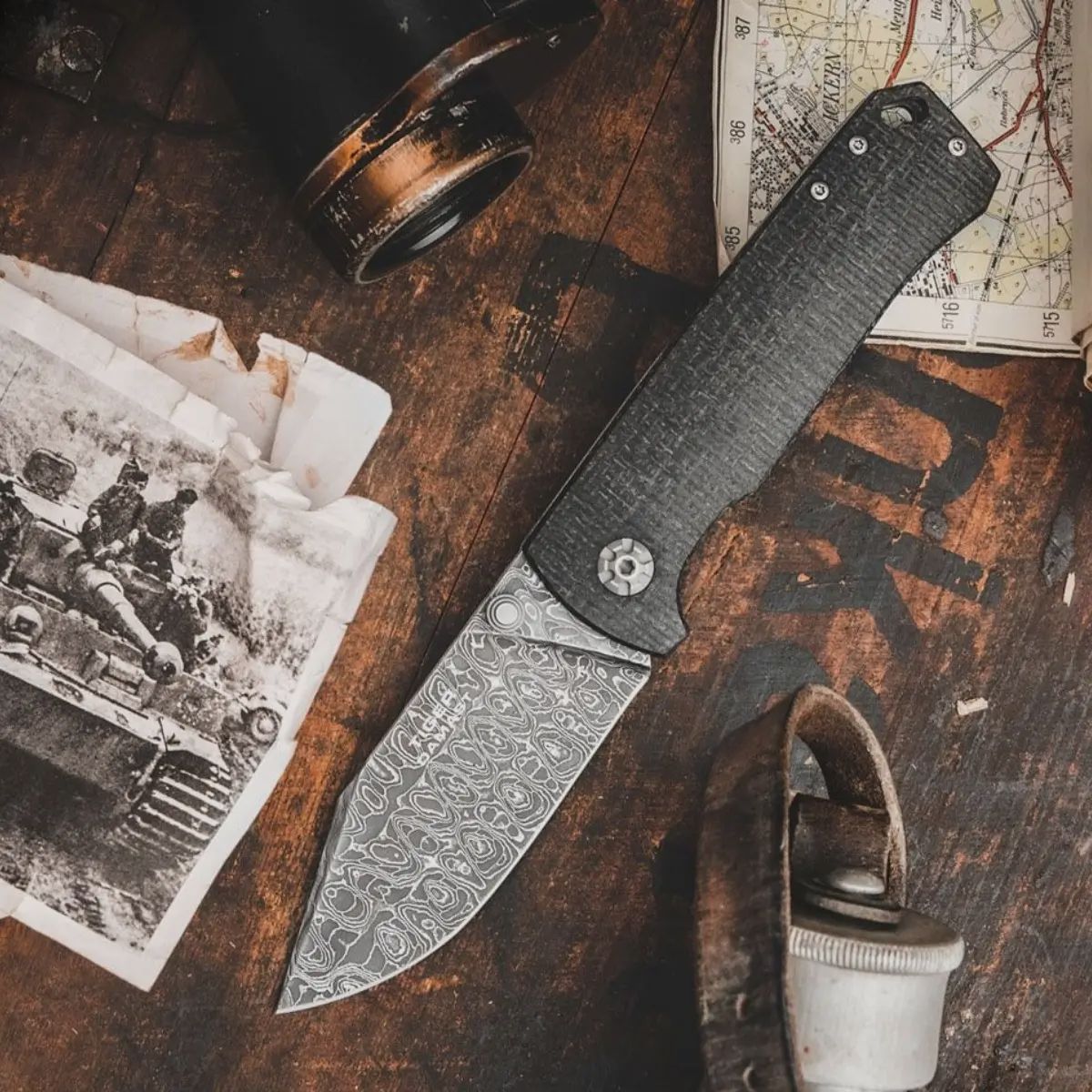 Böker Nóż kieszonkowy Tiger Damascus