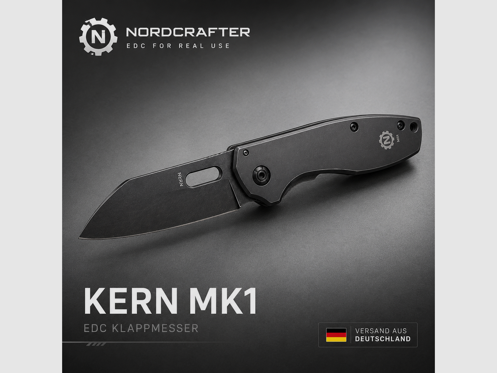 NORDCRAFTER KERN MK1 EDC Couteau pliant Acier inoxydable Gris – Couteau de poche compact, image 1 sur 7
