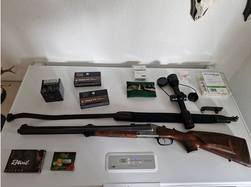 Bock drilling / double rifle Blaser D99 Duo Luxus - complete package with scope, saddle mount, ammunition, and much more.