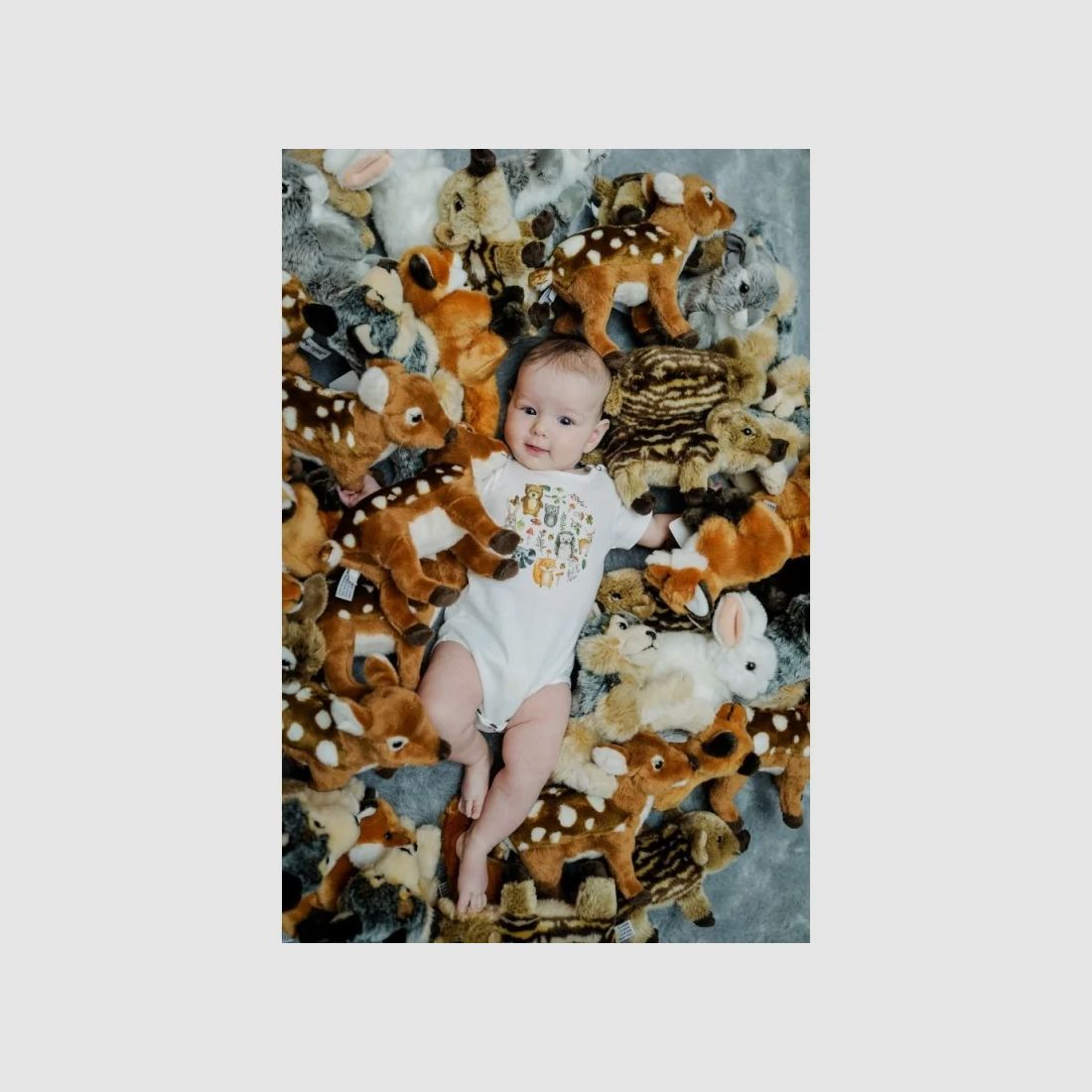 Cotton bodysuit with forest animals