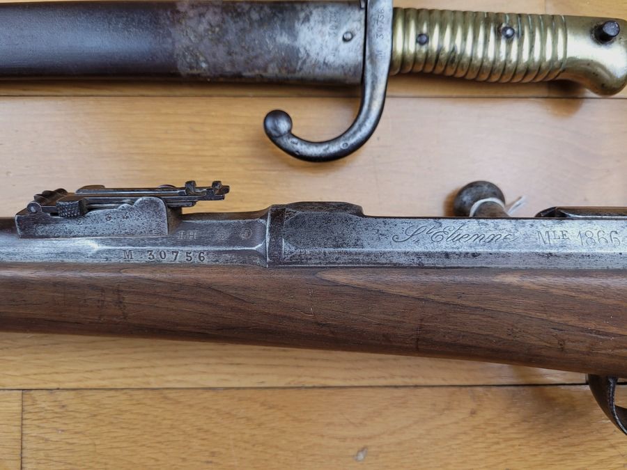 Exceptionnel ensemble Fusil Chassepot 1866 – Fin 1871- monomatricule avec SA baïonnette au numéro du fusil TBE+, image 17 sur 32