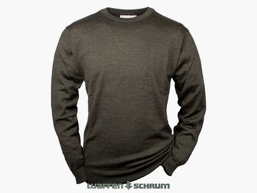 Hubertus Pullover Rundhals Merino Olivbraun