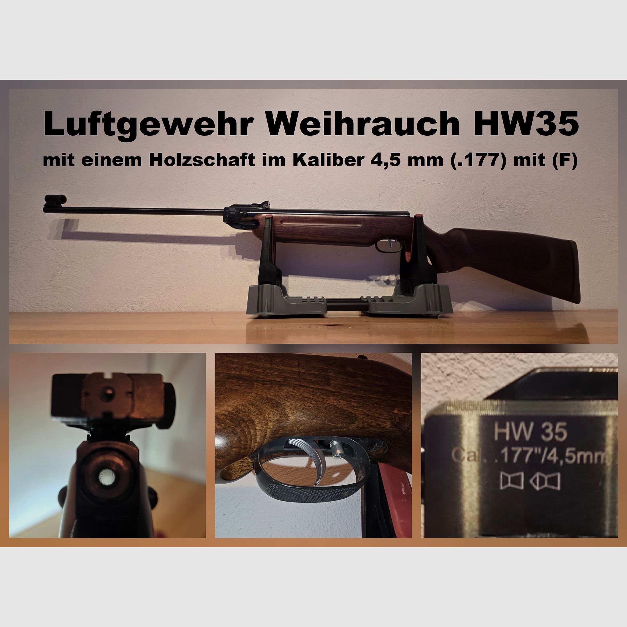 Carabina de aire Weihrauch HW 35 con mira abierta en calibre 4,5 mm