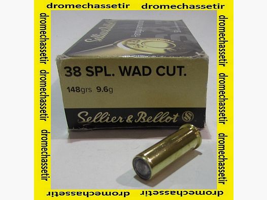 Boite 50 cartouches Sellier & Bellot, cal 38 special, Wad cutter, 148 grains