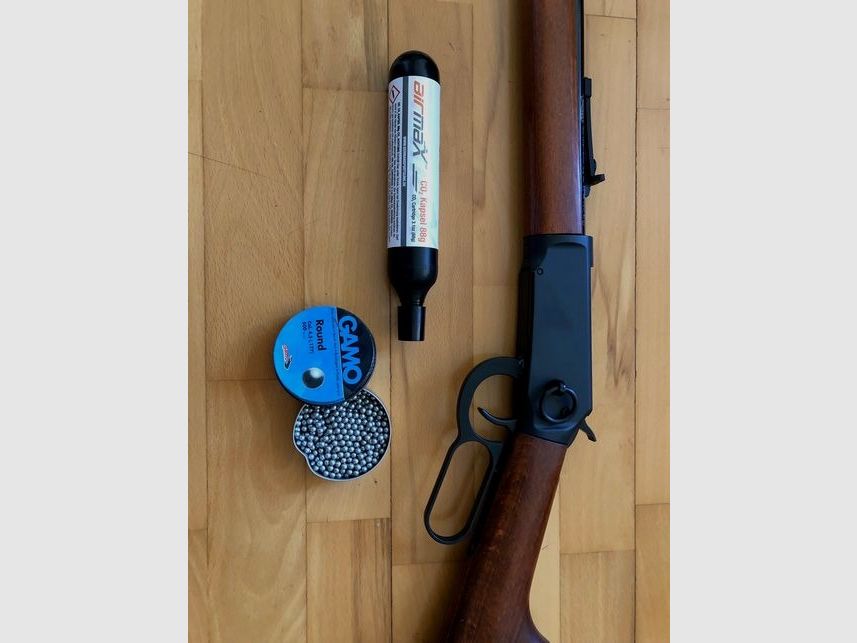 Umarex Cowboy Rifle 88g Co2 GEWEHR inkl. Magazin + 88g CO2 Patrone + eine Dose Munition schwarz braun SET