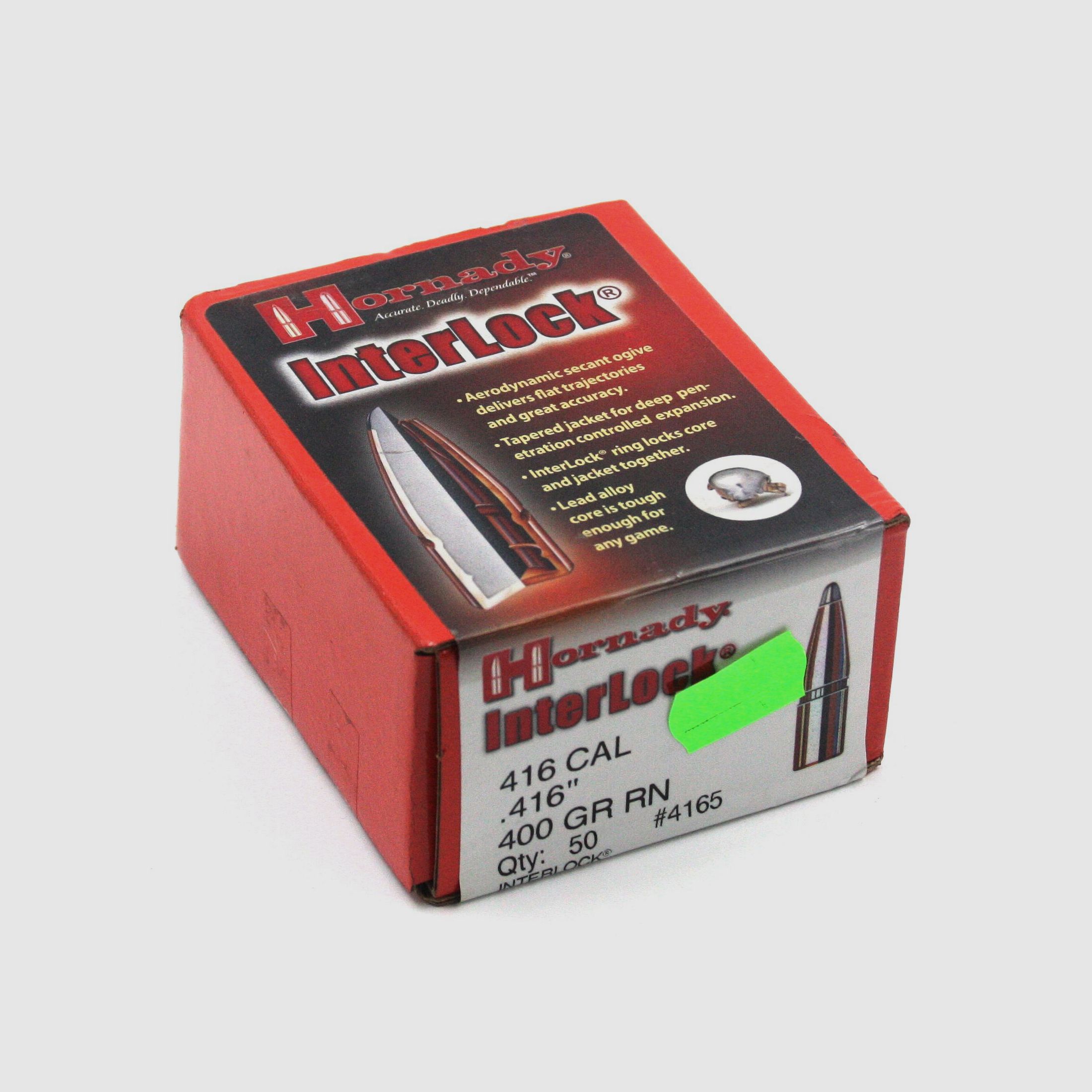 Büchsengeschosse, Hornady .416 Interlock, 400gr, 50 Stk, .416 Rigby