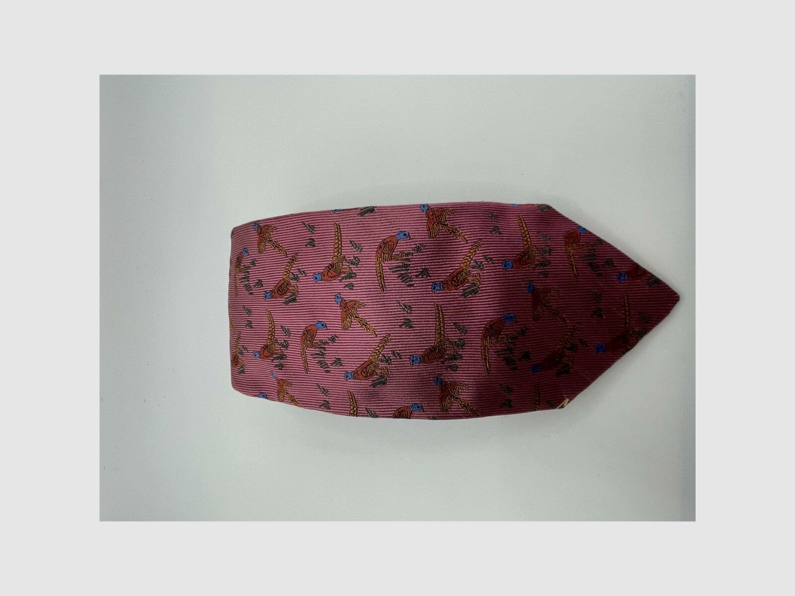 Robert Keyte Krawatte 100% Seide rosa Motiv Fasan